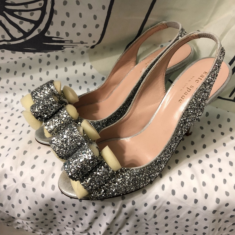 Brand new Kate Spade ♠️ silver glitter heels